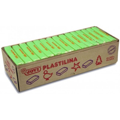 CAJA 15 PASTILLAS PLASTILINA 350 G VERDE CLARO JOVI 7210