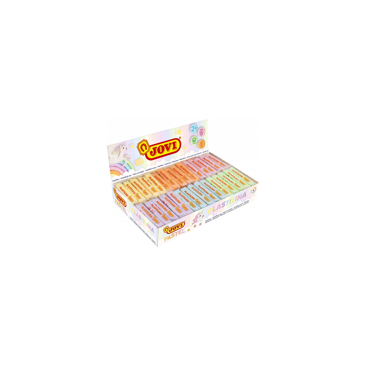 CAJA EXPOSITORA 30 PASTILLAS PLASTILINA 50 G COLORES PASTEL 5 UDS X 6 COLORES JOVI 70P