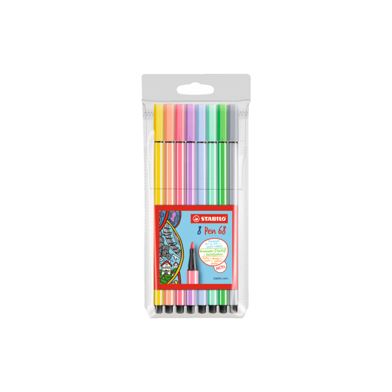 648-ESTUCHE ROTULADORES PUNTA FIBRA MEDIA 1MM. PEN 8 UNIDADES COLORES PASTEL STABILO 68/8-01 648-ESTUCHE ROTULADORES PUNTA FIBRA MEDIA 1MM. PEN 8 UNIDADES COLORES PASTEL STABILO 68/8-01