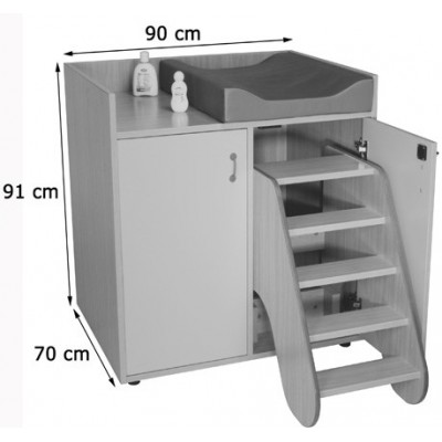 MUEBLE CAMBIADOR CON ESCALERA GIRATORIA 2 PUERTAS HAYA MOBEDUC 600708HPS18