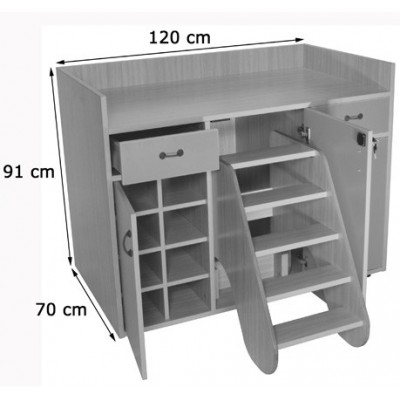 MUEBLE CAMBIADOR CON ESCALERA GIRATORIA 3 PUERTAS HAYA MOBEDUC 600709HPS18