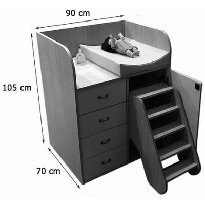 MUEBLE CAMBIADOR CON ESCALERA GIRATORIA Y CAJONES HAYA MOBEDUC 600716HPS18