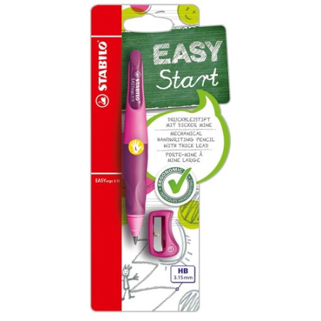682-PORTAMINAS EASYERGO MINAS EXTRA GRUESAS 3,15MM. PARA ZURDOS ROSA STABILO B-46864-3