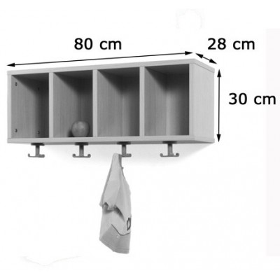 MUEBLE PERCHERO 4 CASILLAS 80 30 HAYA MOBEDUC 600605H18