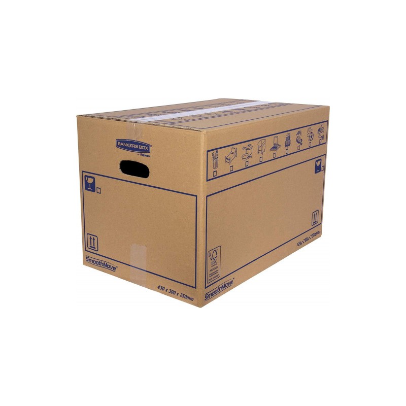 6825-CAJA DE MUDANZA MONTAJE MANUAL M 430X300X250. CARTON SIMPLE BANKERS BOX 6208301