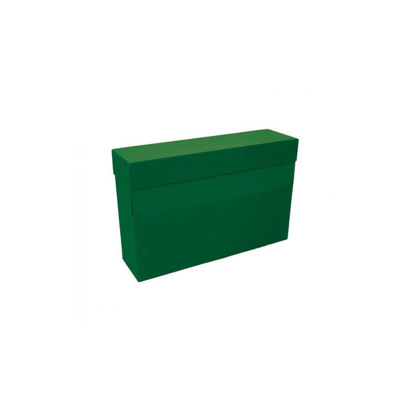 6918-CAJA TRANSFERENCIA A4 CARTON FORRADO EN GELTEX (35X25,5X 11 CM) VERDE MARIOLA 1675VE