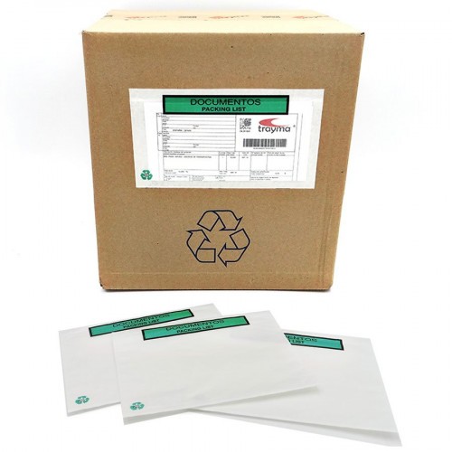 7243-CAJA 1000 SOBRES ADHESIVOS PACK LIST 100% PAPEL 240X175 MM IMPRESO DOCUMENTOS PACKING LIST S2758 F-P