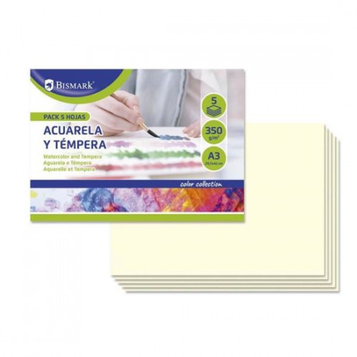 7363-PACK 5 CARTULINAS DIBUJO ACUARELAS Y TEMPERAS A3 BISMARK 328823