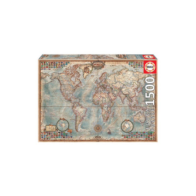 7607-Educa Political Map of The World Puzzle rompecabezas 1500 pieza(s)