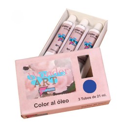 7639-CAJA 3 TUBOS 21ML. OLEO No.27 AZUL COBALTO WONDER ART BY PRYSE 6250027