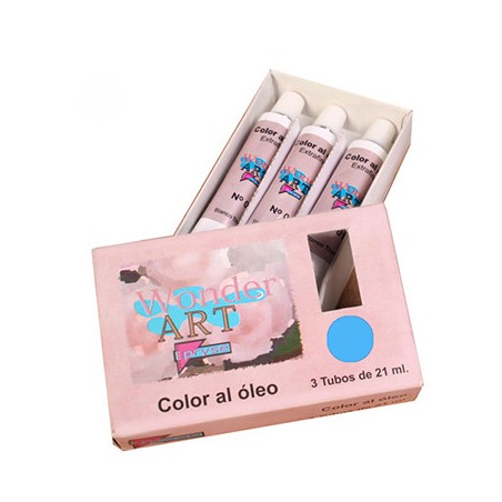 7641-CAJA 3 TUBOS 21ML. OLEO No.29 AZUL CYAN WONDER ART BY PRYSE 6250029