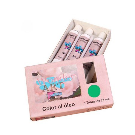 7646-CAJA 3 TUBOS 21ML. OLEO No.47 VERDE PERMANENTE WONDER ART BY PRYSE 6250047