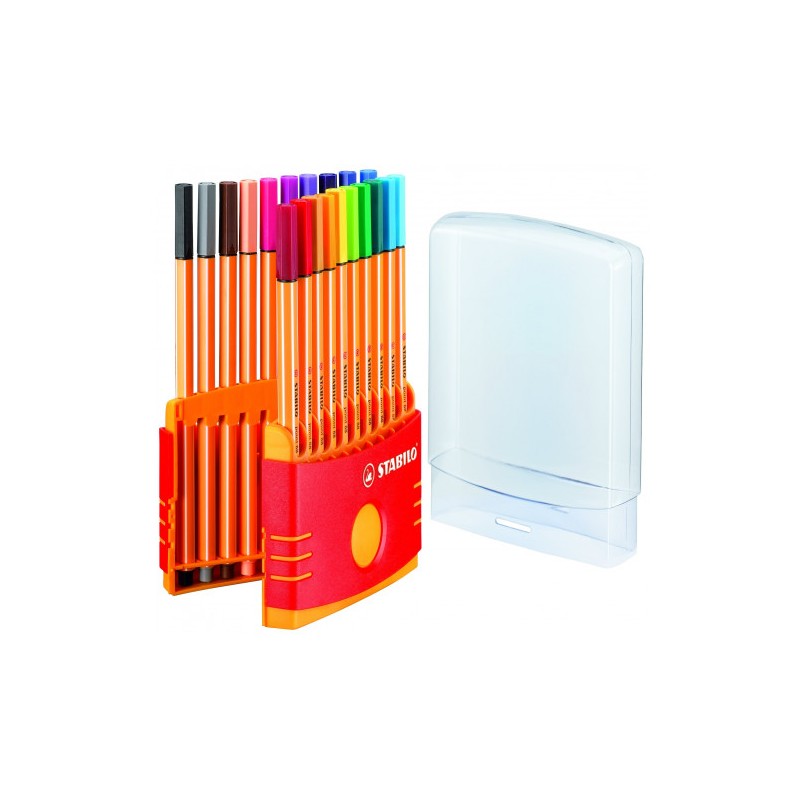 769-CAJA PLASTICO 20 UNIDADES PUNTA FINA 0,4MM. POINT 88 COLORPARADE STABILO 8820-03