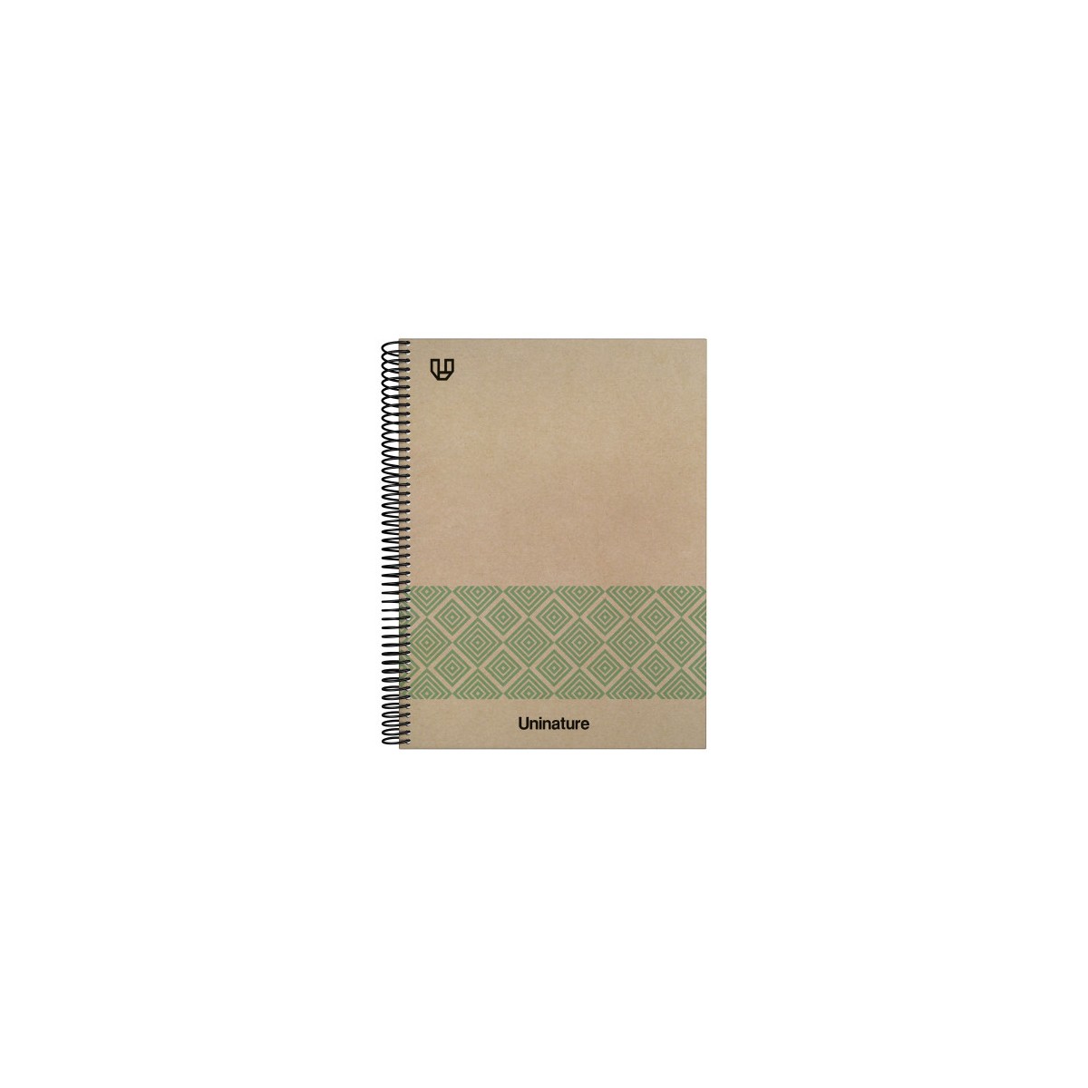 CUADERNO RECICLADO A4 KRAFT SOFT TAPA DURA 80 HOJAS 90GR CUADRICULA 4X4 MM VERDE UNINATURE 88500320