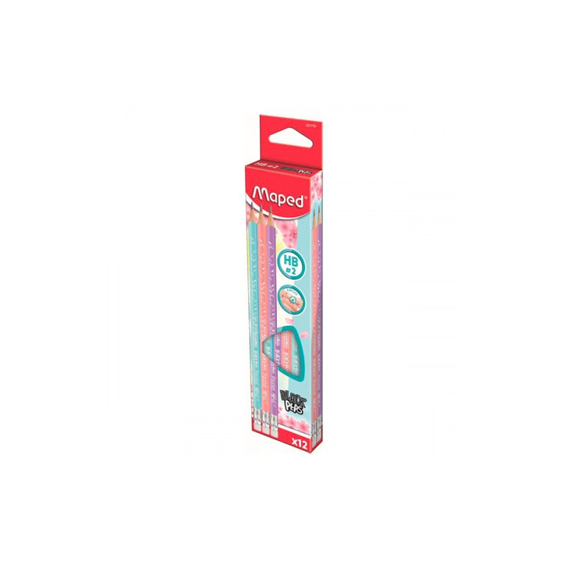 7804-CAJA 12 LAPICES DE GRAFITO CON GOMA HB COLORES SURTIDOS MAPED 851730