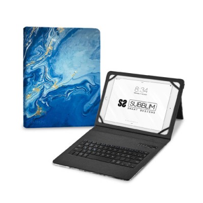 SUBBLIM Funda con Teclado Keytab Pro BT Trendy Marmol Azul