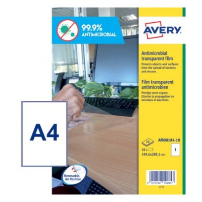 Avery AM001A4 etiqueta autoadhesiva Rectangulo Desmontable Transparente 10 piezas