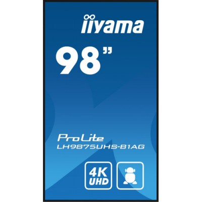 iiyama PROLITE Pizarra de caballete digital 249 m 98 LED Wifi 500 cd m 4K Ultra HD Negro Procesador incorporado Android 11 24 7