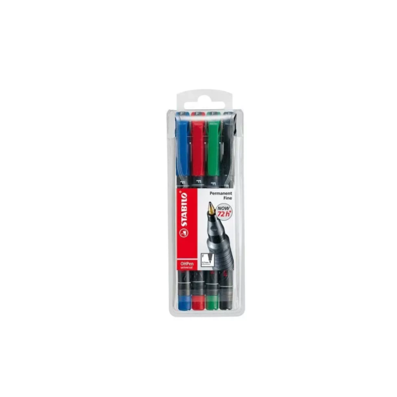 793-ESTUCHE 4 MARCADORES PERMANENTE P.SUPERFINA SURTIDO OHPEN UNIVERSAL 0,4MM. STABILO 841/4