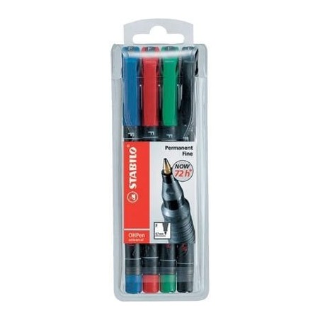 797-ESTUCHE 4 MARCADORES PERMANENTE P.FINA SURTIDO OHPEN UNIVERSAL 0,7MM. STABILO 842/4