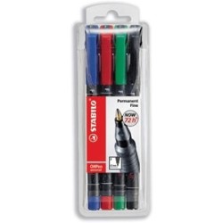 800-ESTUCHE 4 MARCADORES PERMANENTE P.MEDIA SURTIDO OHPEN UNIVERSAL 1MM. STABILO 843/4