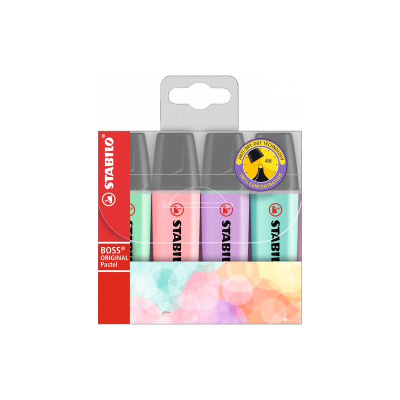 8095-ESTUCHE WALLET 4 BOSS COLORES PASTEL SURTIDOS STABILO 70/4-3