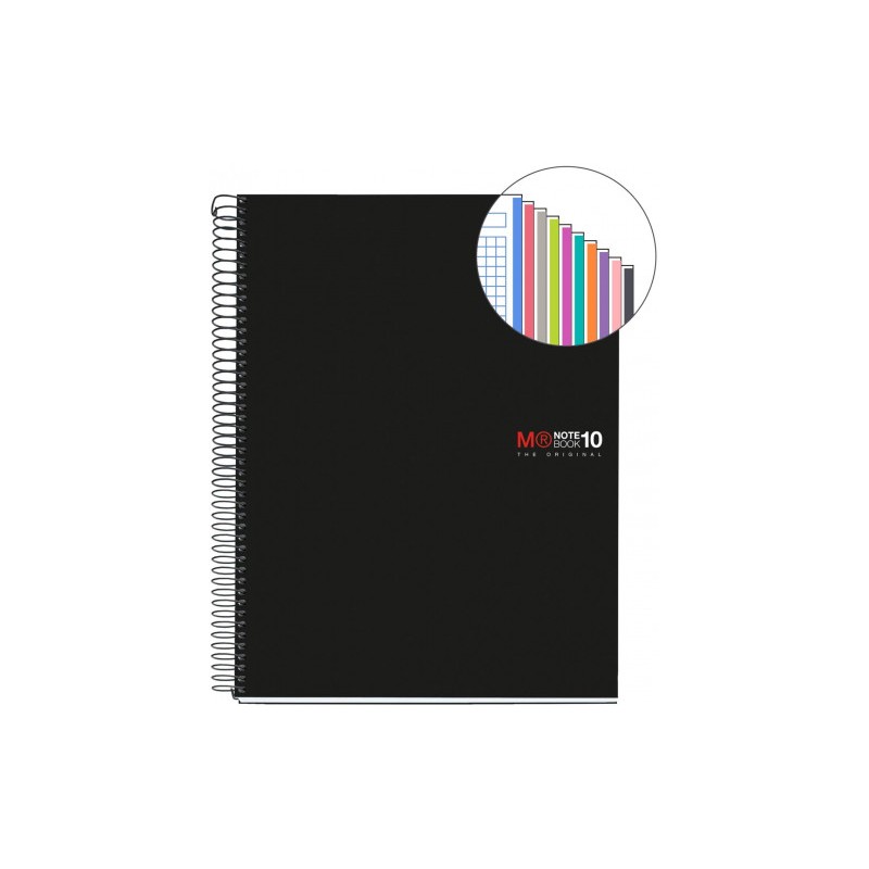 8183-CUADERNO ESPIRAL NB-18 A5 200 HOJAS 5X5MM POLIPROPILENO NEGRO MIQUELRIUS 47044