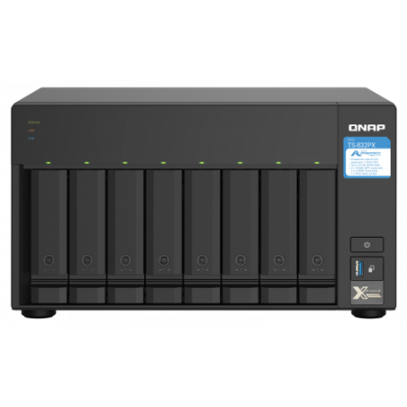 8264-QNAP TS-832PX NAS Torre Ethernet Aluminio, Negro AL324