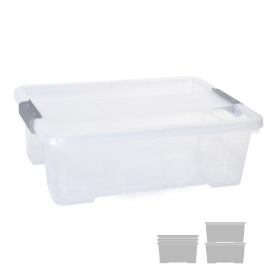 CAJA DE ALMACENAJE CON TAPA 10 LITROS 28X40X13CM PP TRANSPARENTE ARCHIVO 2000 CP1482010 CS TP