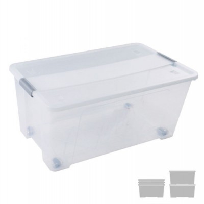 CAJA DE ALMACENAJE CON TAPA Y RUEDAS 61 LITROS 40X68X31CM PP TRANSPARENTE ARCHIVO 2000 CP1482061 CS TP