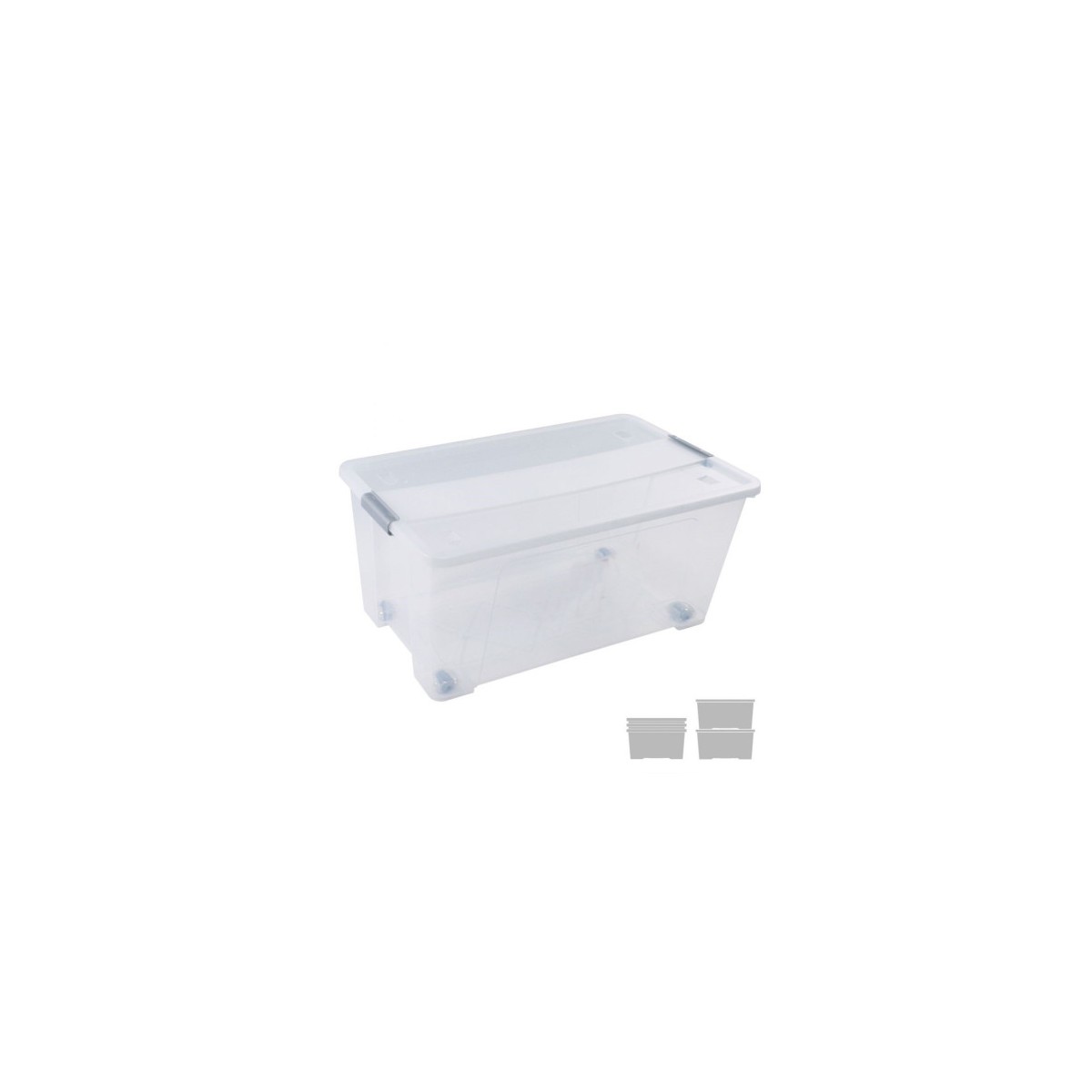 CAJA DE ALMACENAJE CON TAPA Y RUEDAS 61 LITROS 40X68X31CM PP TRANSPARENTE ARCHIVO 2000 CP1482061 CS TP