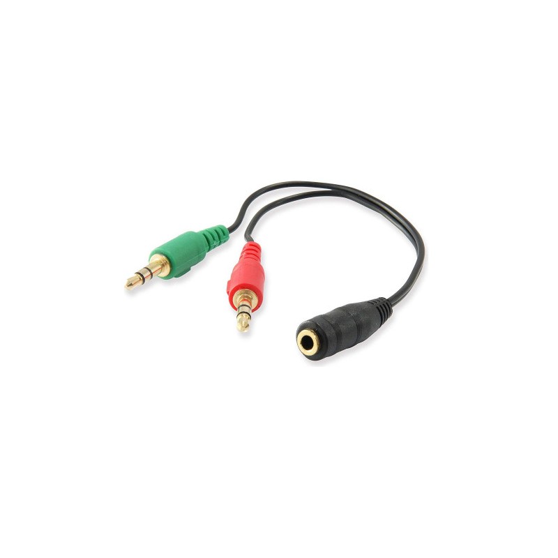 8476-Ewent EC1642 cable de audio 0,15 m 3,5mm 2 x 3.5mm Negro, Verde, Rojo