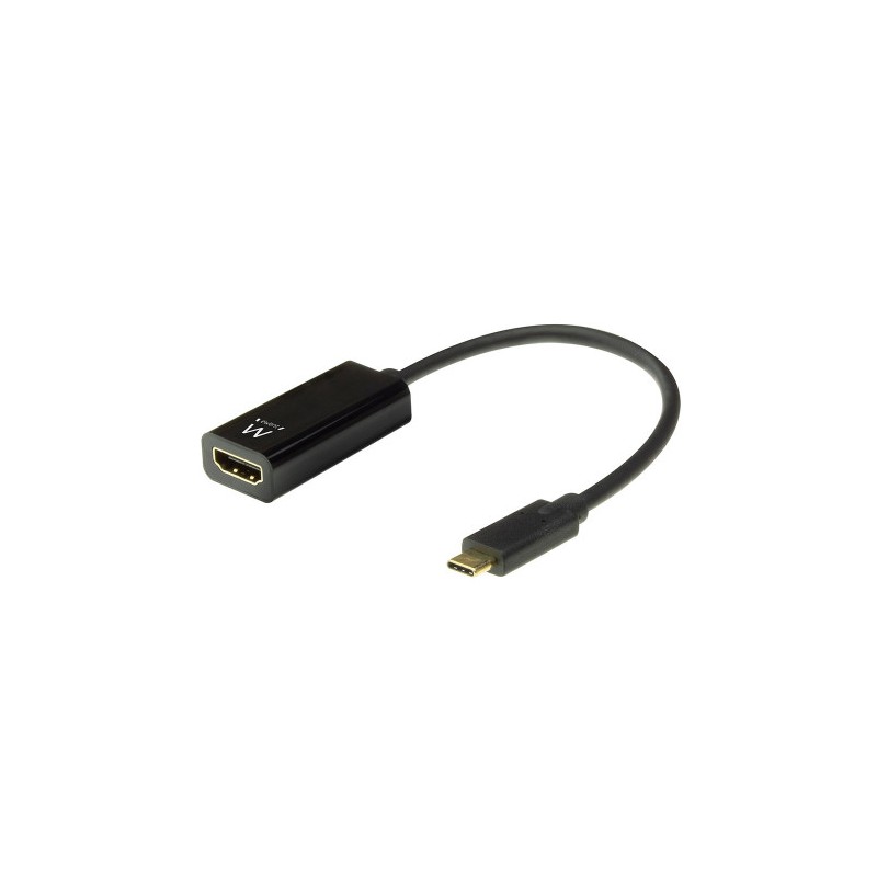 8518-Ewent EW9823 adaptador de cable de video 0,15 m USB Tipo C HDMI tipo A (Estandar) Negro
