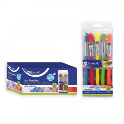 SET 5 BROCHAS NEON ESPECIAL PINTURA ARTISTICA BISMARK 327028