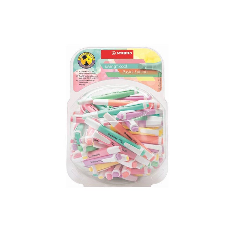 867-EXPOSITOR BOMBONERA PLASTICO SWING COOL PASTEL 100 UNIDADES SURTIDAS TRAZO 1/4MM. STABILO 275/48-8-2
