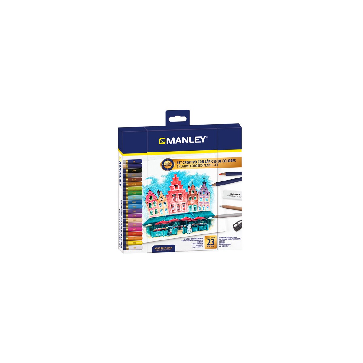 SET CREATIVO LAPICES DE COLORES 23 UDS MANLEY MLA00023