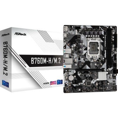 PLACA ASROCK B760M H M2INTEL1700B7602DDR596GBHDMIDP4SATA2M25USB 321USB CGBLANMATX