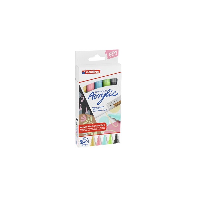8823-PACK 5 MARCADORES ACRILICOS TRAZO 2-3 MM. PASTEL. COLORES: 935, 926, 915, 917 Y 916. EDDING 5100-5-S-099