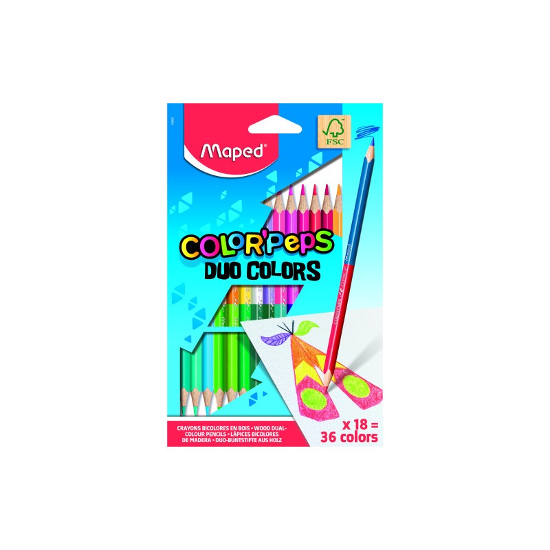 8826-ESTUCHE 18  LAPICES DE COLORES COLOR´PEPS DUO. BICOLOR MAPED 829601FC
