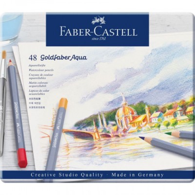 ESTUCHE DE METAL CON 48 LaPICES DE COLORES ACUARELABLES GOLDFABER FABER CASTELL 114648