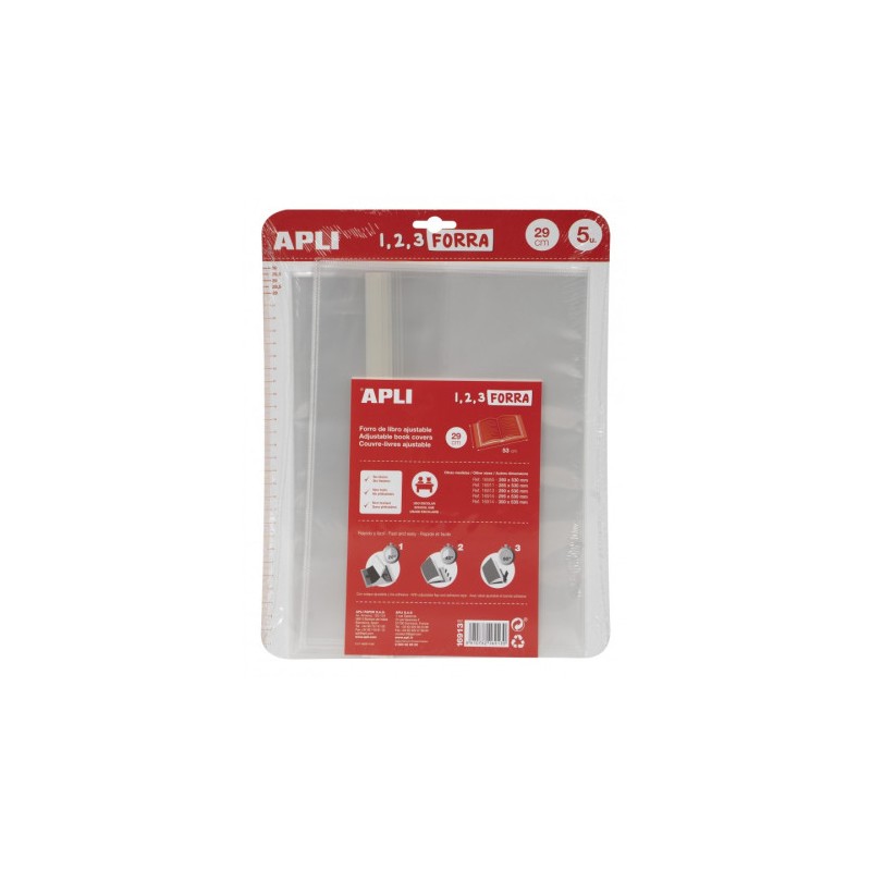 9001-BLISTER 5 UDS. FORRO DE LIBROS CON SOLAPA AJUSTABLE PP 290 MM APLI 16913 9001-BLISTER 5 UDS. FORRO DE LIBROS CON SOLAPA AJUSTABLE PP 290 MM APLI 16913