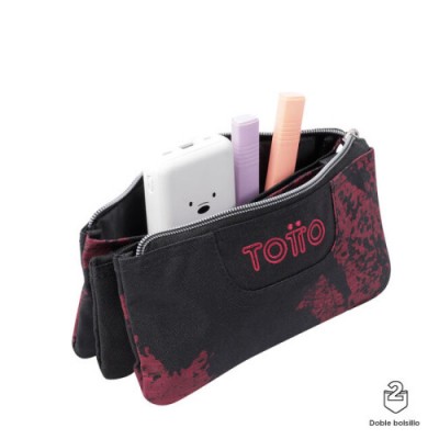 ESTUCHE ESCOLAR TRES COMPARTIMENTOS TIZA ROJA TABLERO TOTTO AC52ECO012 2310Z 5C5