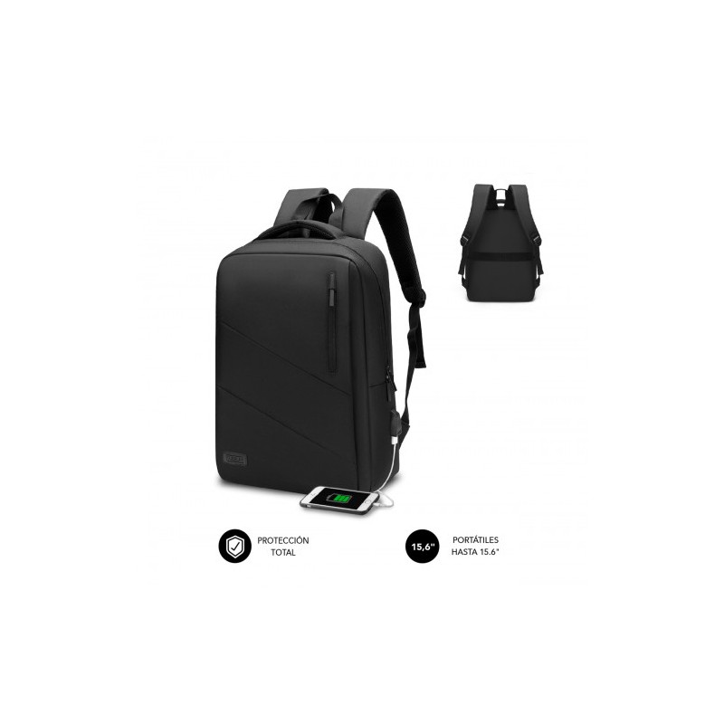 9133-SUBBLIM City Backpack Mochila para portatil 15.6", Poliester Oxford, Negra 9133-SUBBLIM City Backpack Mochila para portatil 15.6", Poliester Oxford, Negra