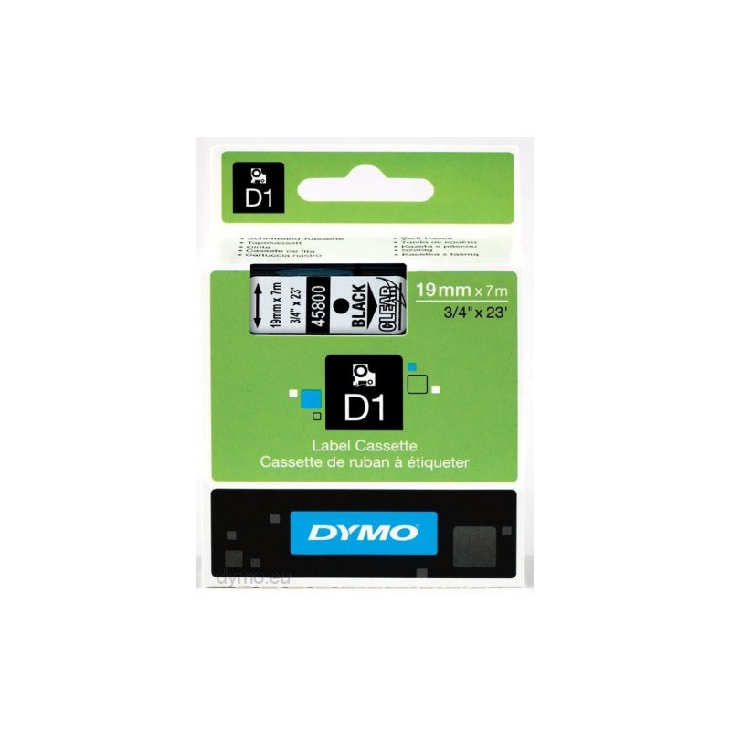 924-CINTA ROTULADORA D1 19MMX7M NEGRO/TRANSPARENTE DYMO S0720820