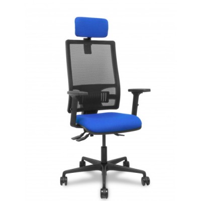 SILLA BORMATE ASINCRO MALLA NEGRA ASIENTO BALI AZUL BRAZOS 2D RUEDAS 65MM CABECERO REGULABLE PIQUERAS Y CRESPO 405ASM840B229B2B