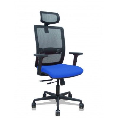 SILLA HACHES TRASLACK MALLA NEGRA ASIENTO BALI AZUL BRAZOS 2D RUEDAS 65MM CABECERO REGULABLE PIQUERAS Y CRESPO 395TKM840B229B2D