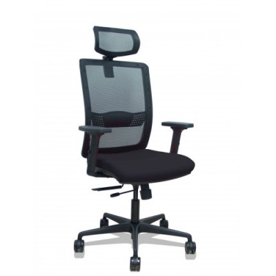 SILLA HACHES TRASLACK MALLA NEGRA ASIENTO BALI NEGRO BRAZOS 2D RUEDAS 65MM CABECERO REGULABLE PIQUERAS Y CRESPO 395TKM840B840B2