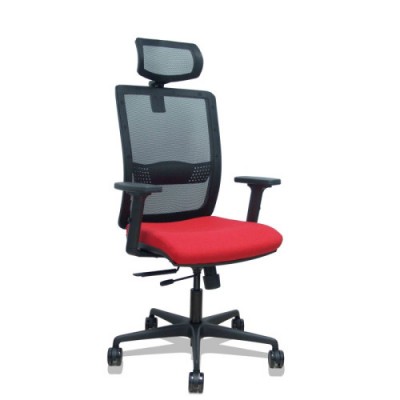 SILLA HACHES TRASLACK MALLA NEGRA ASIENTO BALI ROJO BRAZOS 2D RUEDAS 65MM CABECERO REGULABLE PIQUERAS Y CRESPO 395TKM840B350B2D