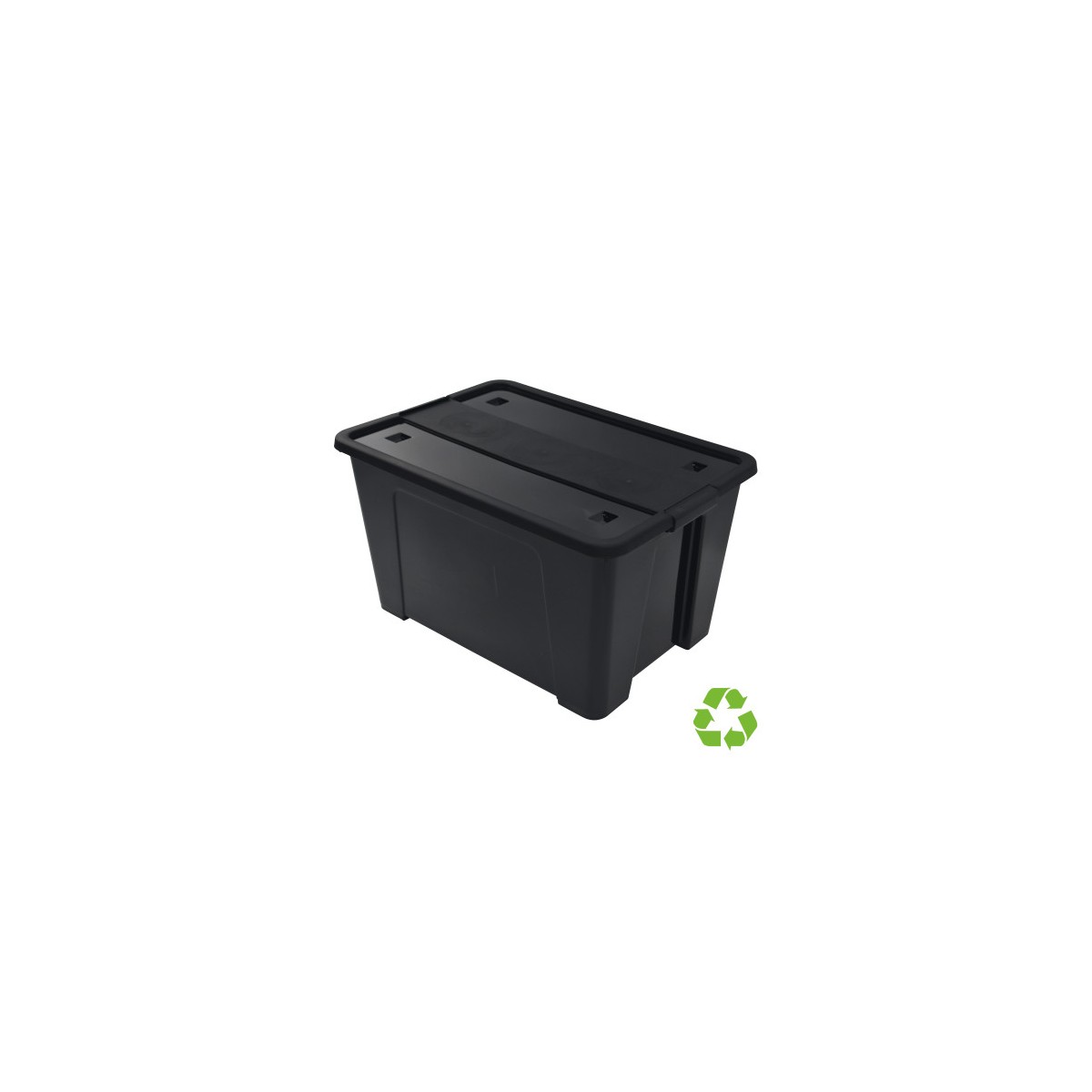 CAJA SOSTENIBLE DE ALMACENAJE CON TAPA Y RUEDAS 52 LITROS 40X57X32CM PP NEGRO ARCHIVO 2000 CP1482052 NE