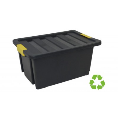 CAJA SOSTENIBLE DE ALMACENAJE CON TAPA Y RUEDAS 55 LITROS 43X63X30CM PP NEGRO ARCHIVO 2000 CP1481055 NE